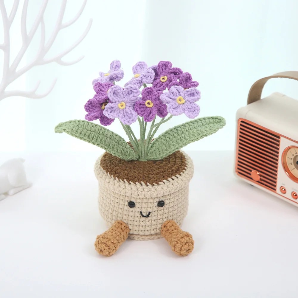 Niedlicher Häkel-Blumentopf Kreative Strick-Pflanzentöpfe Handgefertigte Gewebte Blumen Schreibtisch-Bücherregal-Deko Lustiges Geschenk – Detail 2