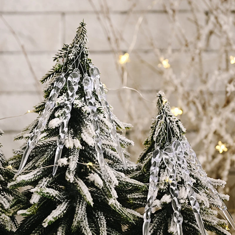 12Pc Christmas Hanging Decoration Transparent Icicle Ice Strip Pendant Xmax Tree Drop Ornament Home Christmas Tree Ceiling Decor image 5