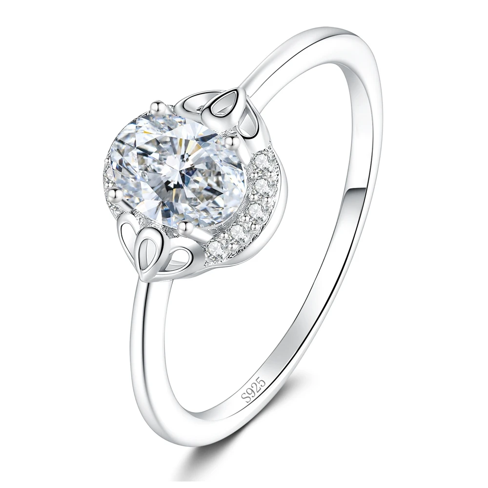 D Color VVS1 1CT Moissanite Ring S925 Sterling Silver Zircon Wedding Rings for Woman Party Jewelry Gift