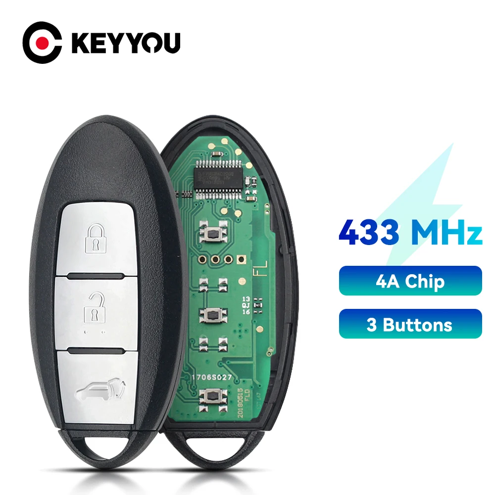 Dandkey Smart Remote Key suit for Nissan NISSAN Qashqai J11 X-Trail T32 S180144102 or S180144104 433.92MHz Pulsar C13 4A Chip