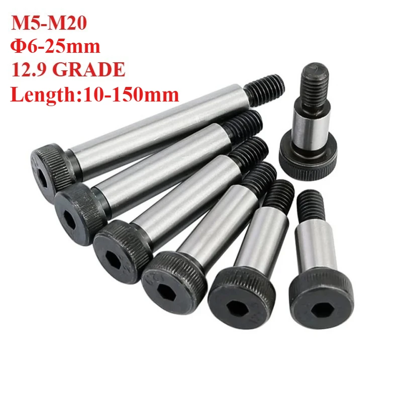 

1-5pcs Hex Socket Shoulder Screw M5 M6 M8 M10 M12 M16 12.9 Grade High Strength Steel Shoulder Bolt Roller Bearing Screw Parafuso