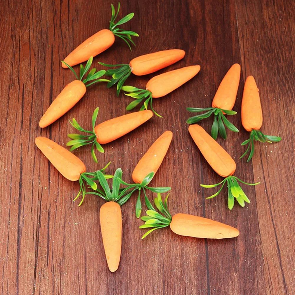 12pcs Easter Ornament Happy Easter Decor Artificial Carrots Foam Carrots Artificial Vegetables Home Kitchen Festival Decoration