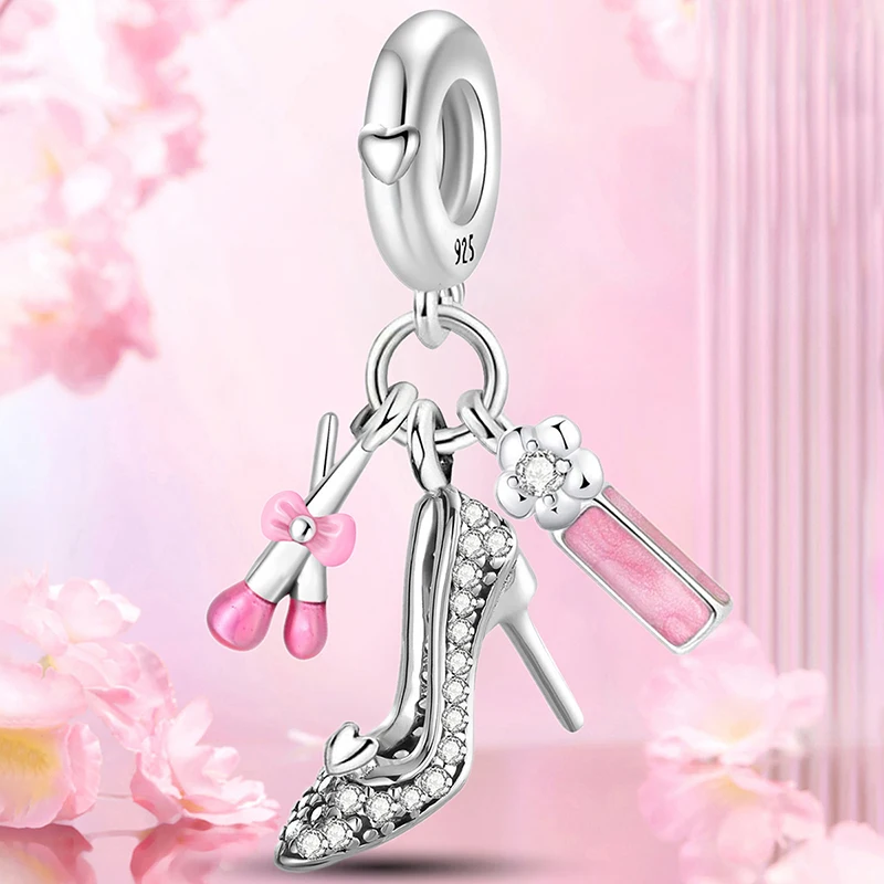 925 versilberte High Heels-Sterne-Sonnenblumen-Auto-Anhänger-Perlen für DIY-Armbänder und Armreifen – hochwertiges Schmuckgeschenk