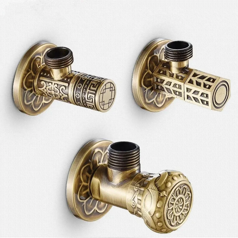 

Antique Carved Angle Valve Brass Wall Mount Angle Valve for Toilet Universal Stop Water Triangle Valve for Faucet and Toilet