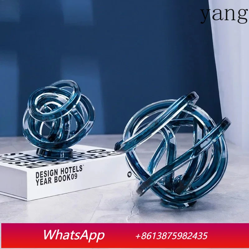 

Twisted coil creative transparent glass chain sculpture desktop decoration craft decoration