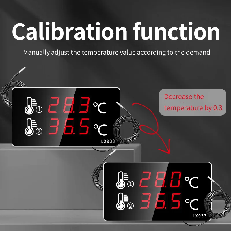 tools Pool Thermometer Large screen wall mounted digital thermometer outdoor with Dual probe external sensor Swimming  room