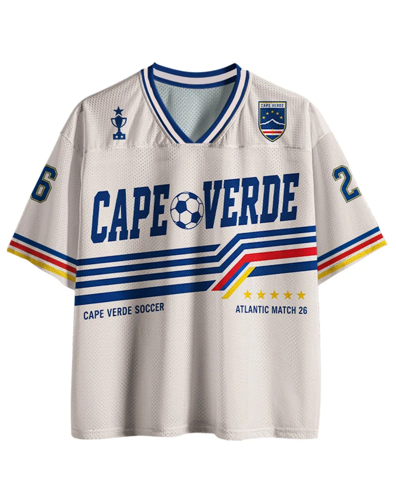 American Retro Cape Verde 3D Printed Baseball Jersey for Men and Women, Loose and Breathable, Fan Support Short Sleeved Shirt