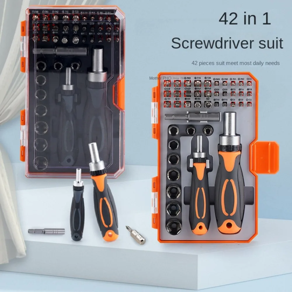 

New Chrome Vanadium Steel Ratchet Wrench Set 42 in 1 Rotatable Turning Wrench Durable Small Space Screwdriver Set Home