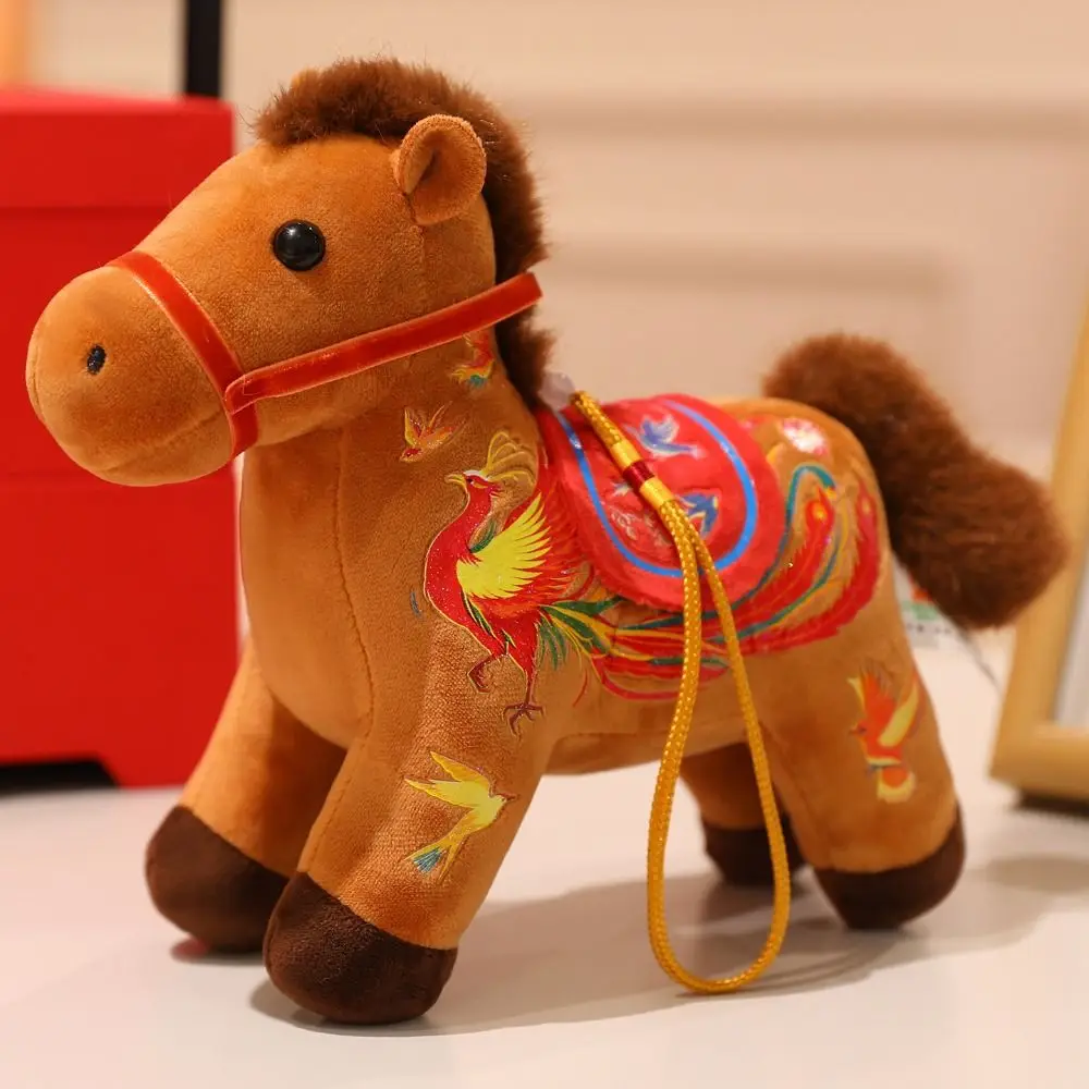 Year of The Horse Mascot Cute Pony Plush Doll Toy Pendant Chinese Style Plush Doll Key Bag Decor Pendant Birthday Gift 12cm 20cm