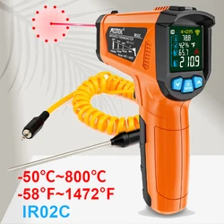 Non-contact Infrared Thermometer Digital Pyrometer Laser Temperature Meter Imager Hygrometer IR Termometro Color LCD Light Alarm