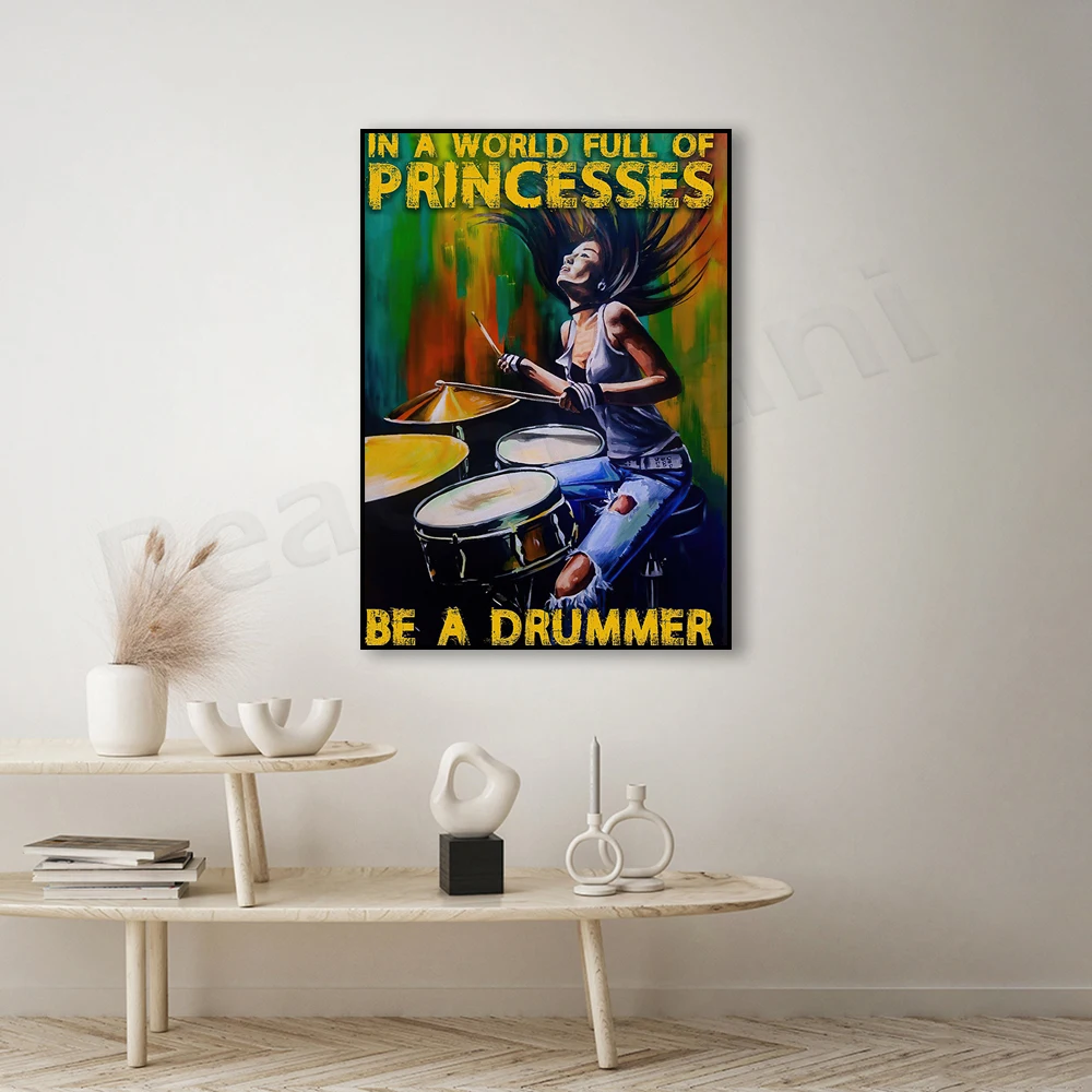 

drummer girl wall art, musician teacher prints, musician gift, drummer gift poster