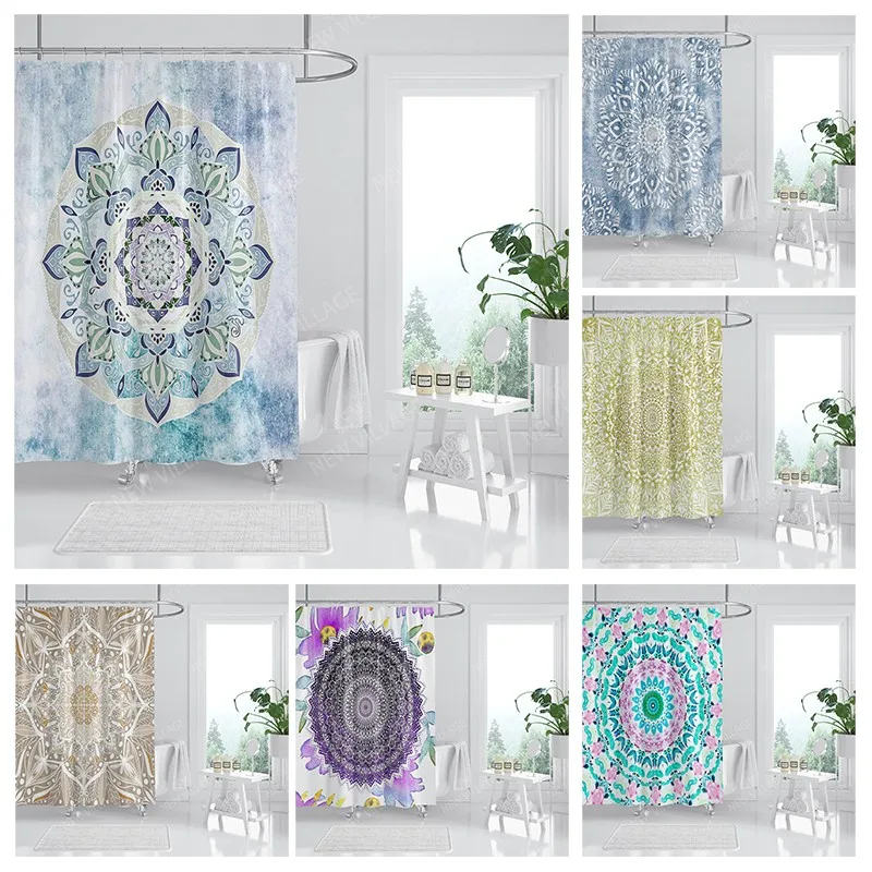 Waterproof fabric shower curtains Bathroom curtain accessories Bath curtain 180x200cm 240*200cm boho decoration vintage mandala