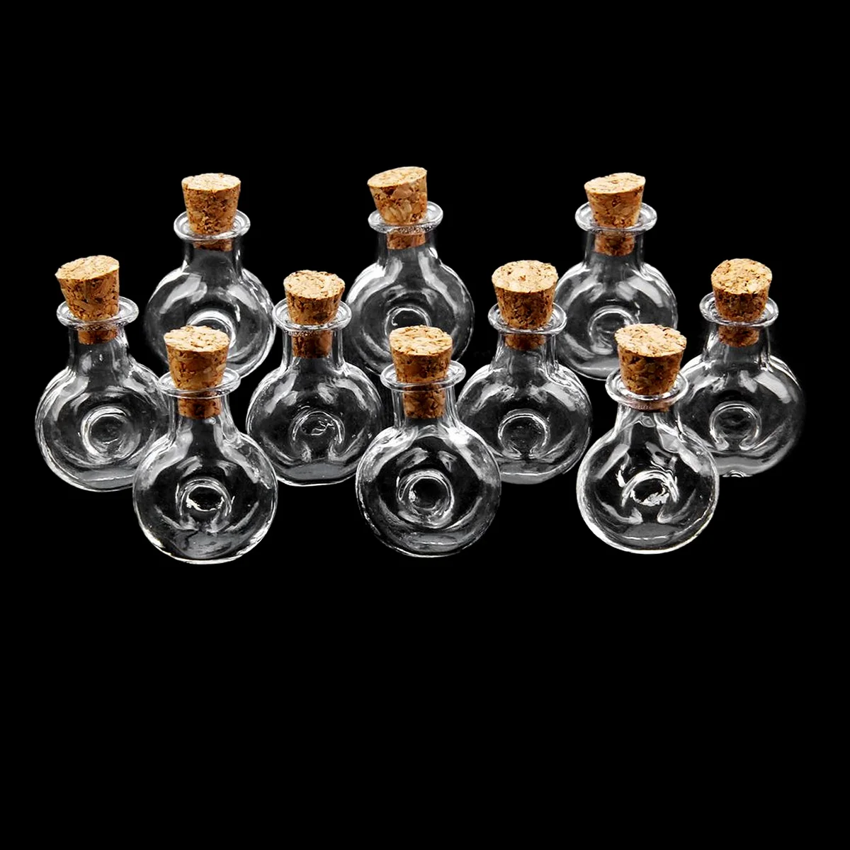 10 Pcs Drifting Bottle Wishing Miniature Stoppers Decoration Cork Bottles Glass