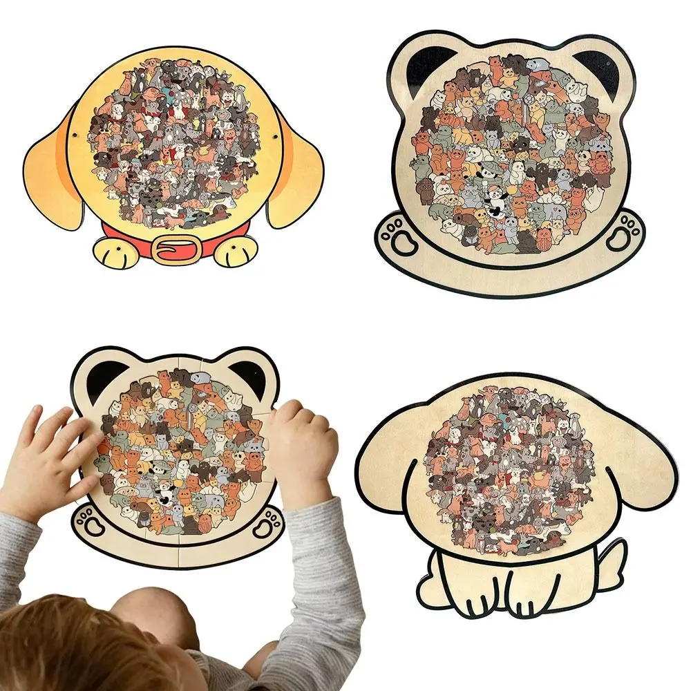 Macaron-colored Puppies Wooden Puzzle Cartoon Puppy Outline Border Puppy Puzzle Decoration Irregular Shapes Puzzle Toys