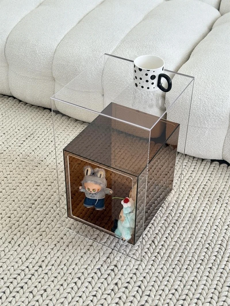 طاولة بجانب السرير من الأكريليك، حديثة وبسيطة على طراز المشاهير على الإنترنت، خزانة جانبية للأريكة، عرض خزانة على الطراز الفاخر وخفيف الوزن #5