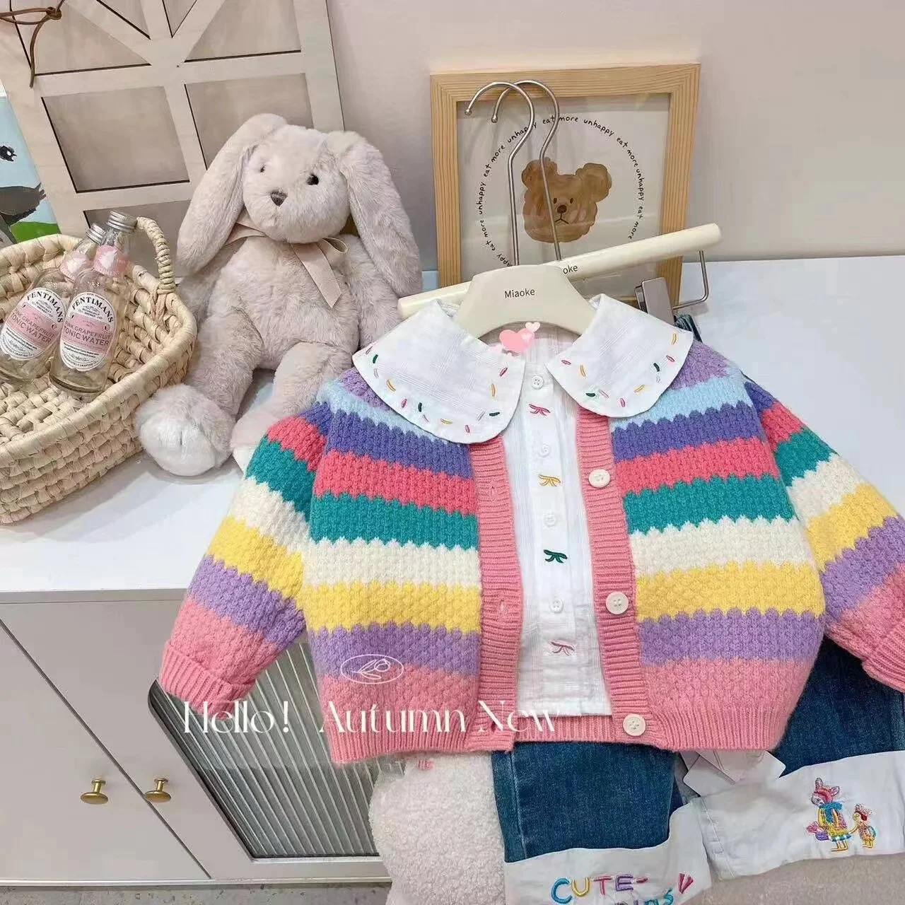 Children Clothes Girls Cardigan Girls Simple Knit Sweater Spring And Autumn Children\'S Jacket