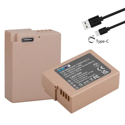DMW-BLC12E DMW-BLC12 Full Decode Battery with Type-C Input Port for Panasonic Lumix G95 G85 GX8 G5 G6 G7 GH2 FX300 FZ200 FZ1000