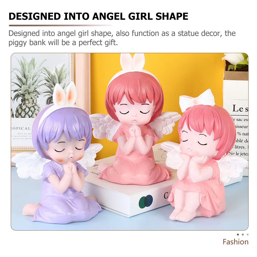 Plastic Angel Coin Saving Jar Cute Piggy Bank for Decorative Money Box Encourages Saving Habit Gift for Childrens Day