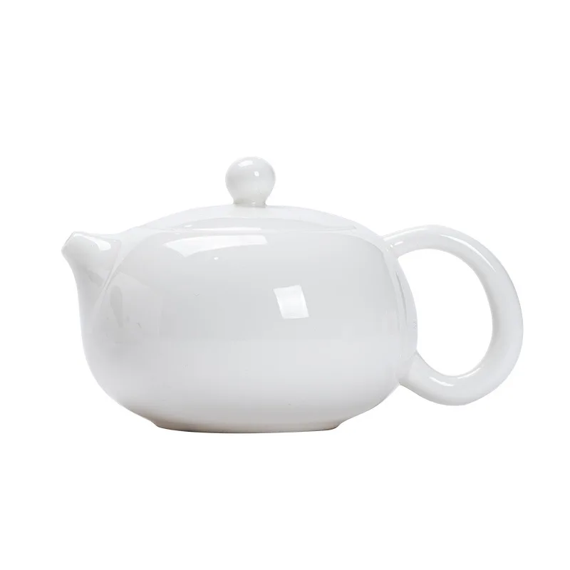 Simple Sheep Fat Jade Porcelain Side Handle Tea Pot Single Pot Xishi Pot Household Kung Fu Tea Set Filter Soaking Tea Pot