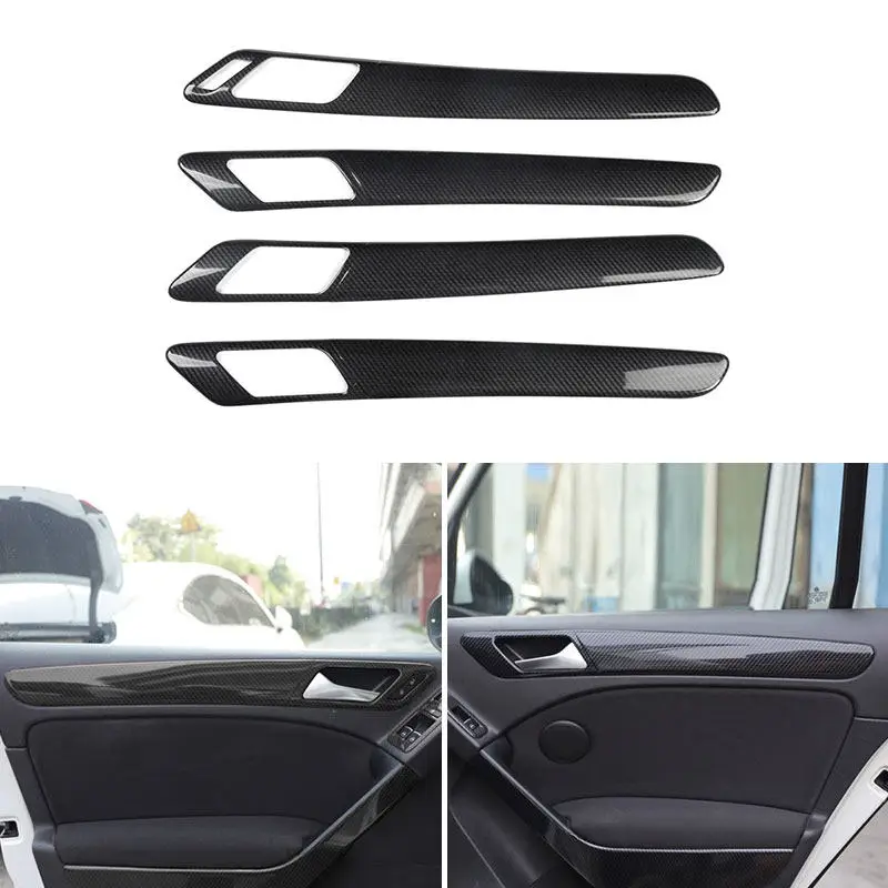 

ABS Carbon Fiber Car Accessories Door Window Panel Handle Pull Cover Strips Trim For VW Golf 6 MK6 2008 2009 2010 2011 2012 2013