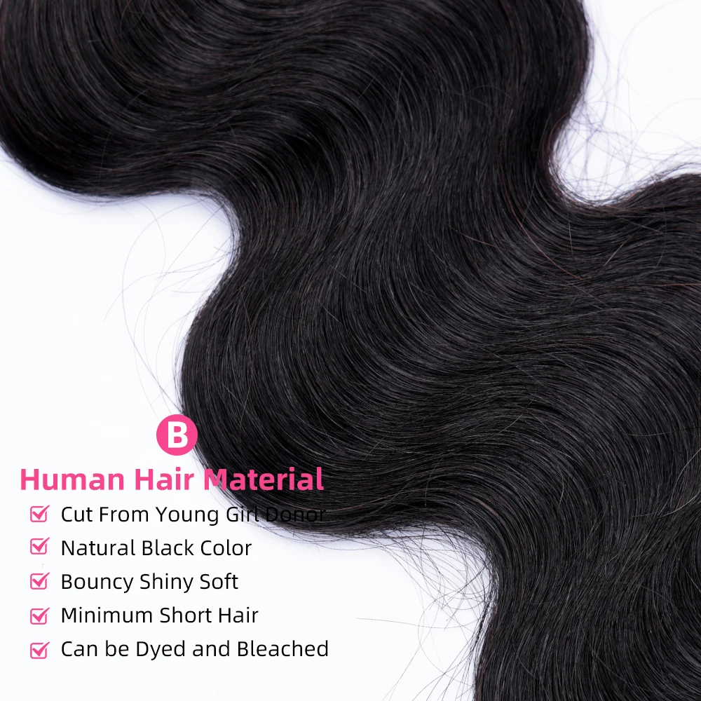 Body Wave Bundles Human Hair 1/3/4 Bundles 100% Human Hair Natural Black Color Brazilian Virgin Weave Bundle Hair Extensions