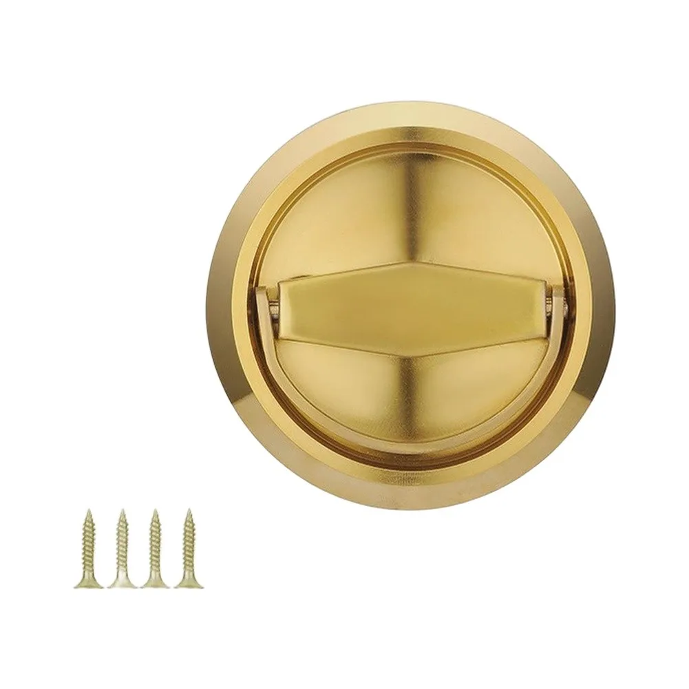 Round Flush Pull Ring Handle With Double Sided Lock For Background Wall Door Storage Cabinet Recessed Hardware Tool Parts