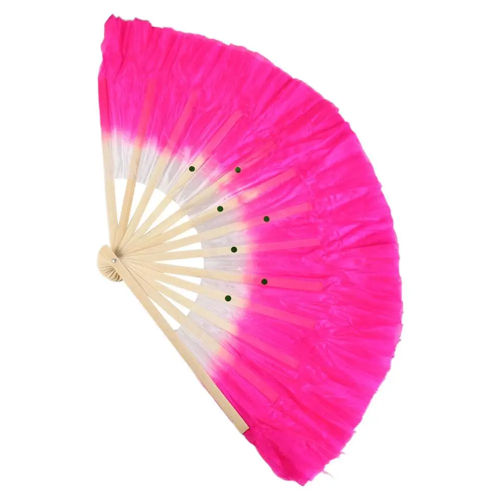 Party Supplies Rose Silk Veil Half Circle Silk Bamboo Rose Silk Veil Fan Short Bellydance Fan Belly Dance Fans Yangko Dance Fan