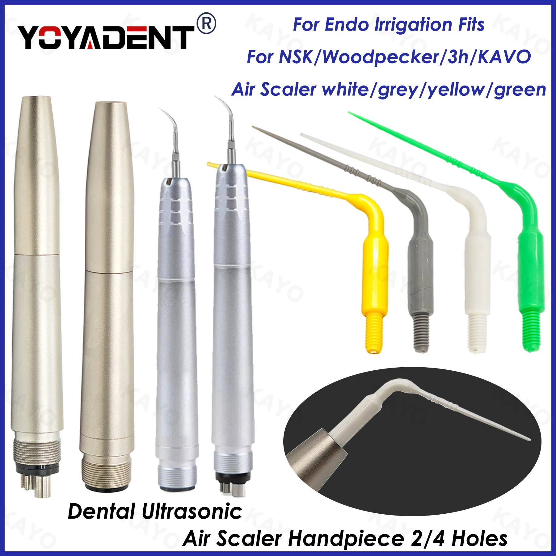 Dental Ultrasonic Scaler Handpiece Air Scaler Handpiece 2/4Holes Scaling Tips For Removal calculus NSK Style Polishing Tools