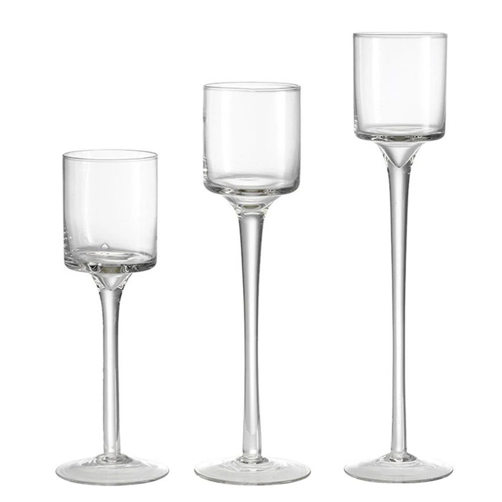 

1Set Glass Holders Tall Elegant Wedding Table Centerpiece Decorative Candlestick Holders for Pillar Taper Candles