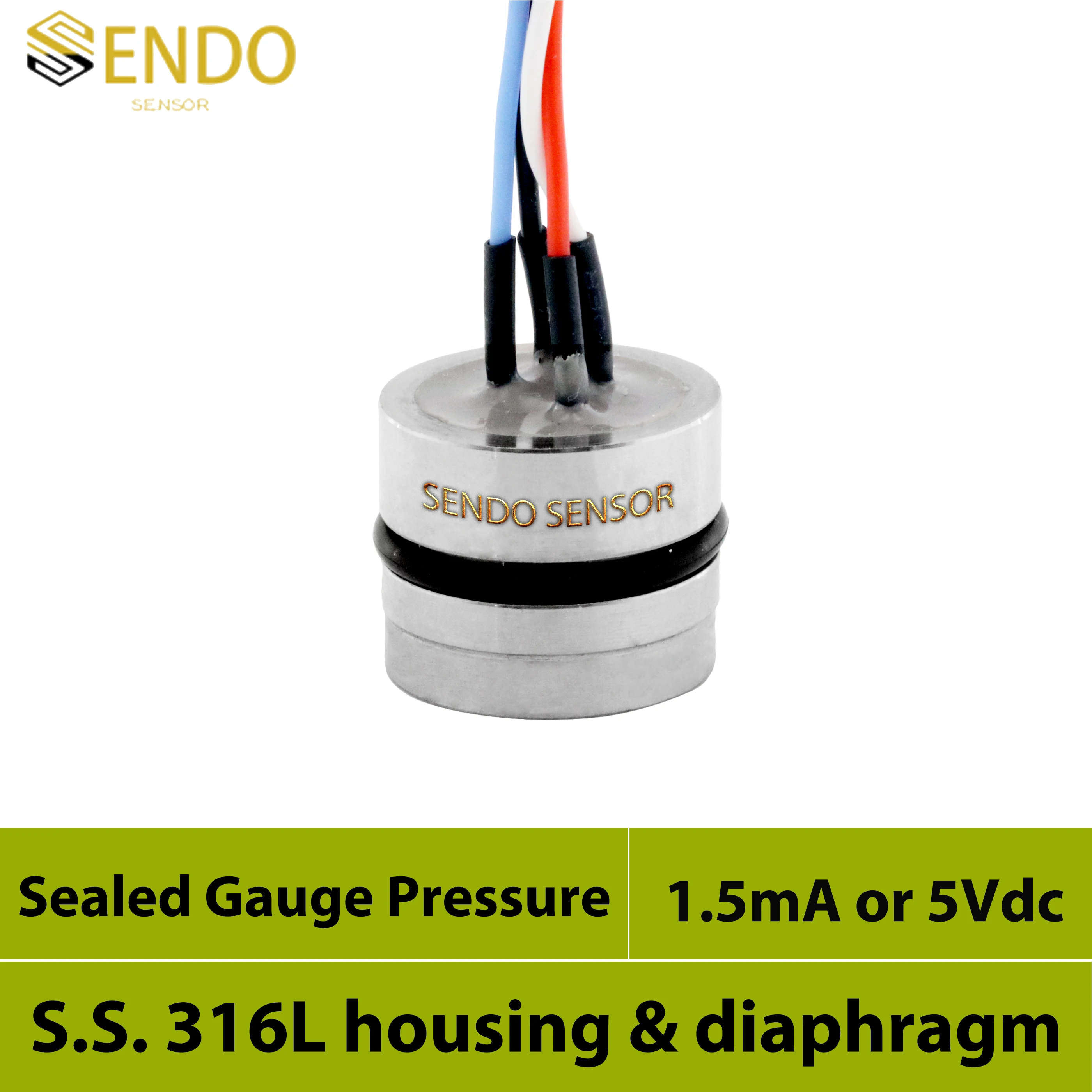 Pressure Sensor Module Sealed Gauge or ABS 100MPa 40MPa 10bar 200bar MV Output 1.5mA or 5Vdc Input AISI 316L Housing Diaphragm