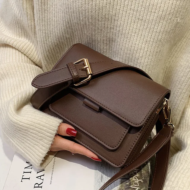 Damska luksusowa projektantka mała torebka moda wysokiej jakości PU skóra damska codzienny jednolity kolor Vintage torby listonoszki typu crossbody