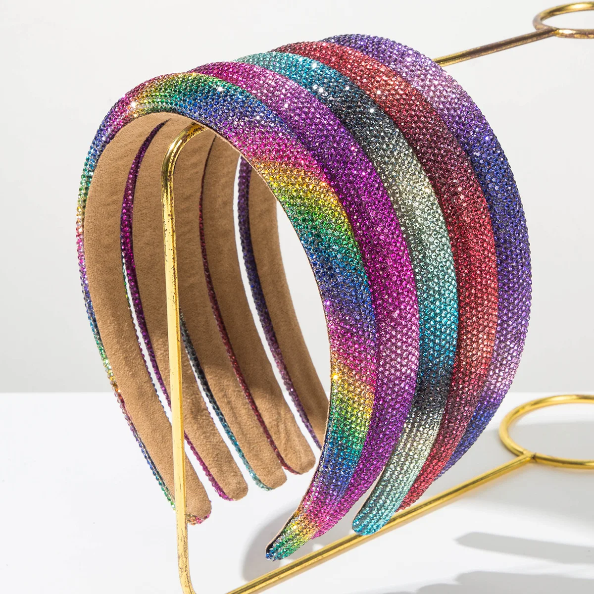 

Korean-style Fashion New Model Full-diamond Color-blocked Elegant Rainbow Headband High-quality Hair Accessory for Women