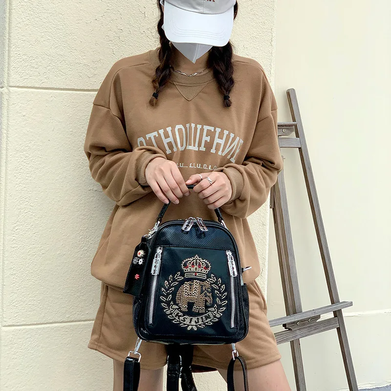 Fashion Women Sequins Backpack Girls Bookbag Female Diamond Leather Bagpack Shoulder Bags Large Capacity Shopper Travel Backpack