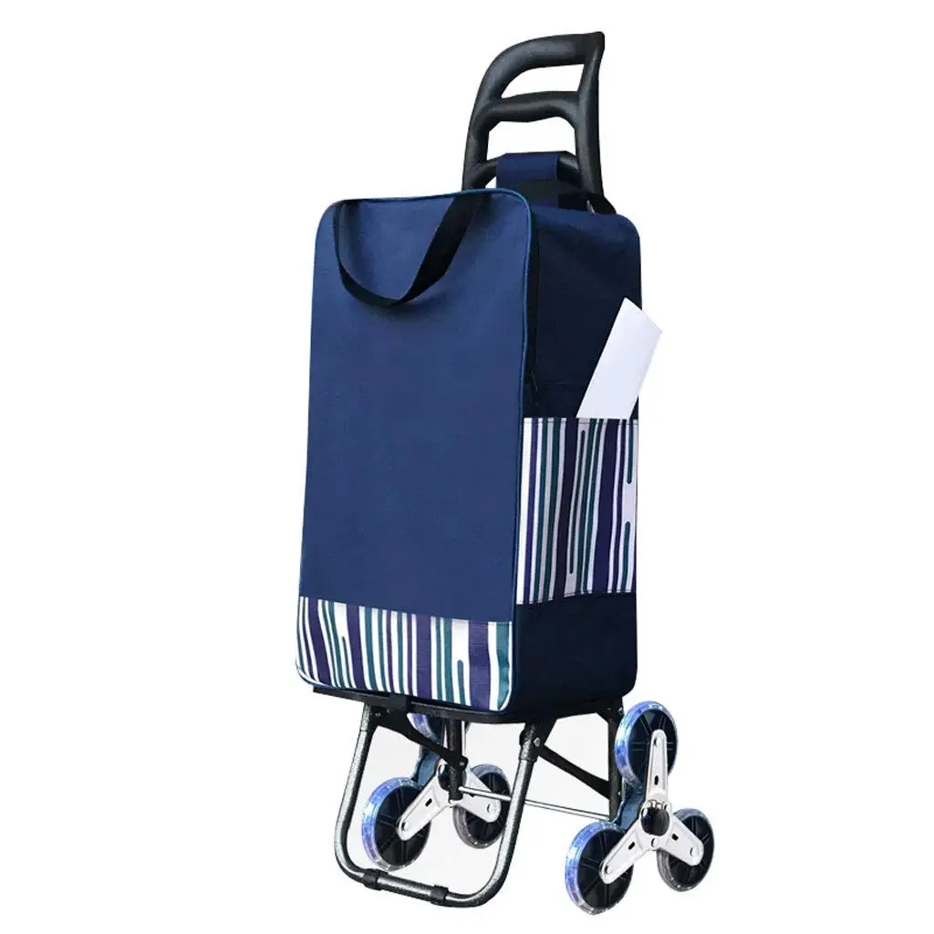 Shopping Cart Lightweight Portable Light Cart Home Grocery Market Stroller-Blue A
