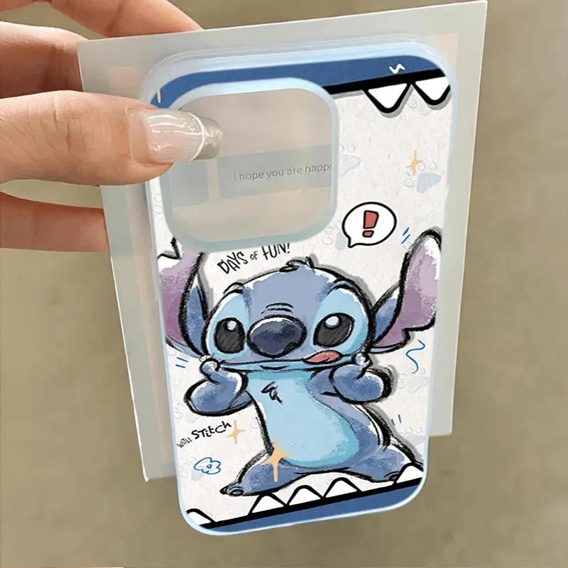 Lovely Disney Stitch Phone Case For iPhone 16 Pro Max 15 Pro 14 PLUS 13 12 11 Cartoon Color Painting Anti Drop Y2K Phone Case