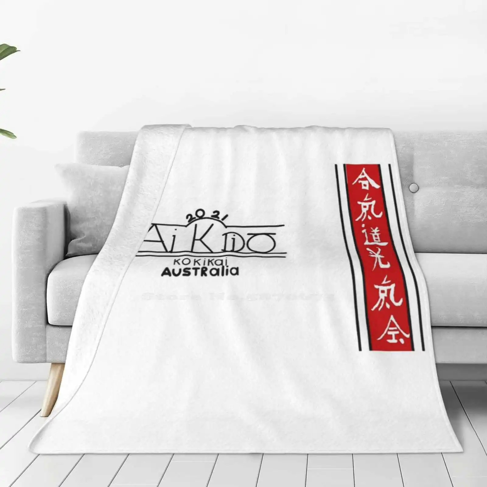 Aka T-Shirt Design Winner For 2021-Ben Dimmick Creative Design Light Thin Soft Flannel Blanket Aikido Kokikai Australia