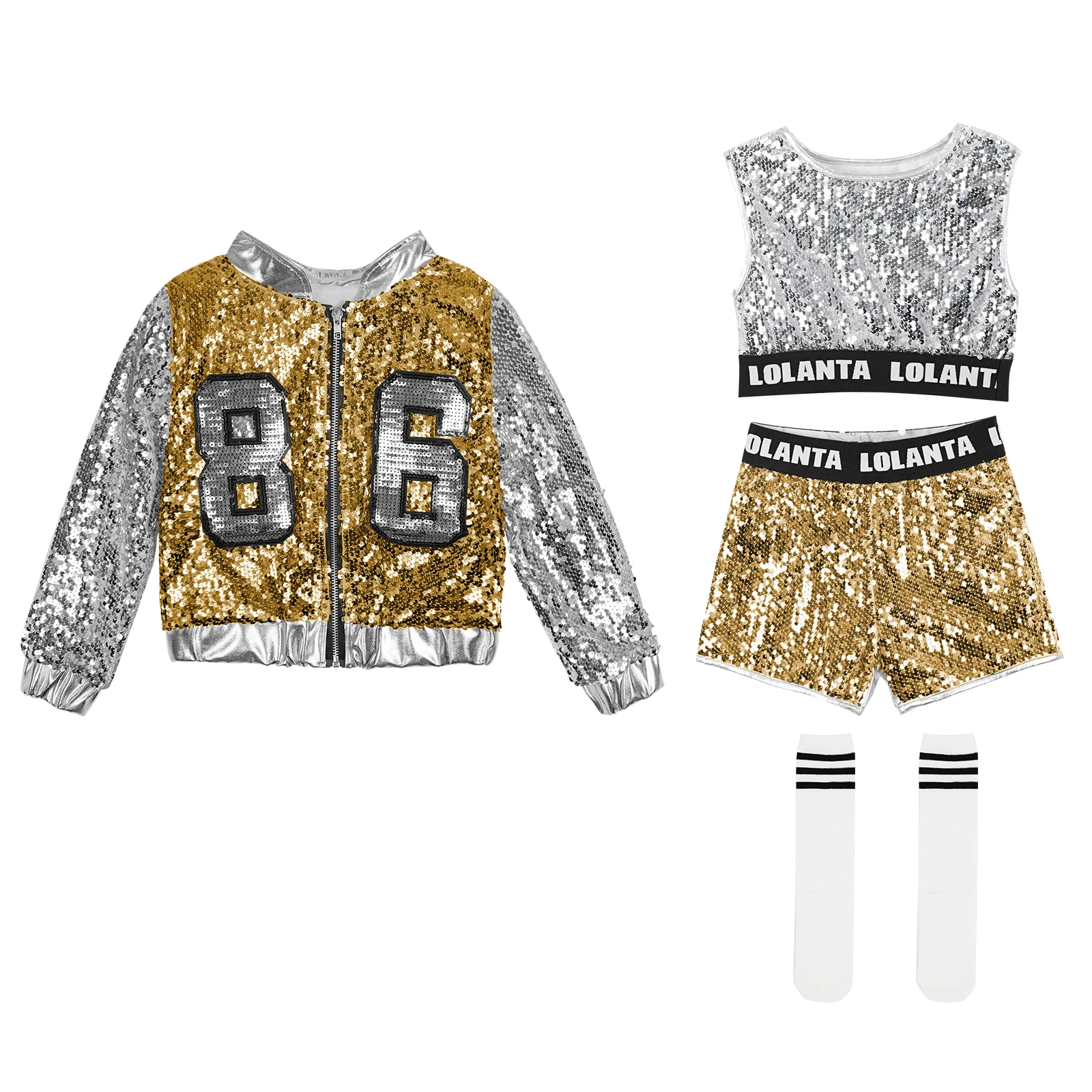 LOlanta meisjes pailletten danskostuum Sparkle hiphop jazzdansjurken moderne dansoutfits 4-14 jaar