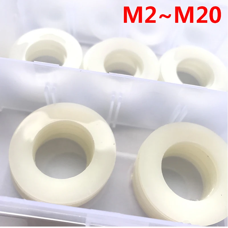 White/ Black Plastic Nylon Washer Flat Ring Seal Washer Gasket M2 M2.5 M3 M4 M5 M6 M8 M10~ M20 Insulation Gasket Ring For Screw