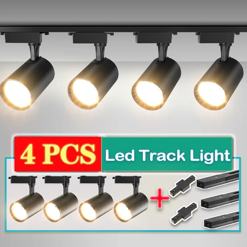 Whole Set 220V Led Track Light Fixture Rail Lighting System 20/40W COB Ceiling Track Lamp For Clothing Shop Living Room Home