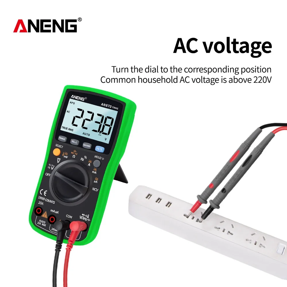 ANENG AN870  Digital Multimeter 19999 Counts profissional transistor electrical tester 600v multi volt esrmeter lead set