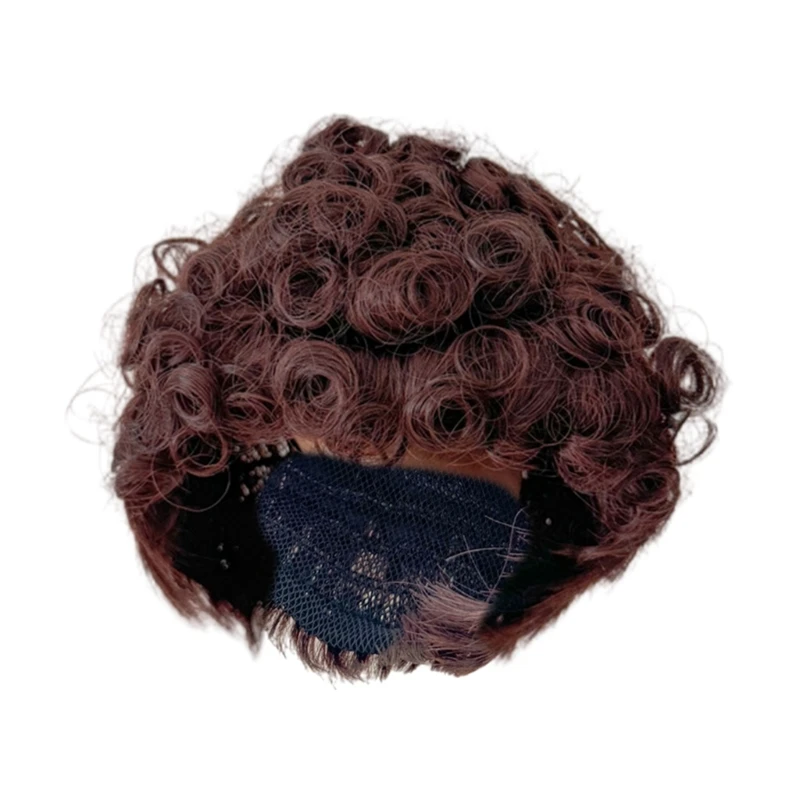 Q0KB Cosplay Baby Caps Curly Hairpiece Short Curled Hair Photoshoots Curly Hair for Kids New Year Christmas Party