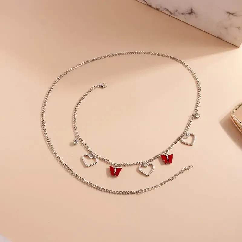 سلسلة خصر على شكل فراشة مجوفة على شكل قلب للنساء مجوهرات وإكسسوارات الحفلات هدايا