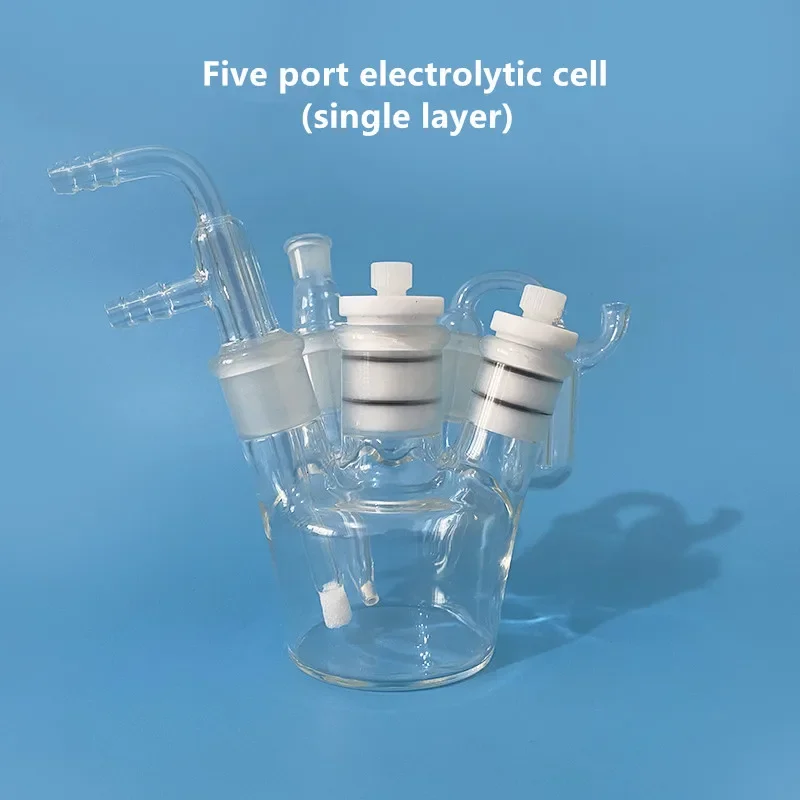 Five Port Sealed Electrolytic Cell, Redox Experimental Electrolytic Cell. Single / Double Water Bath Electrolytic Cell.