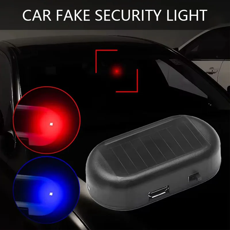 1/2Pcs Car Fake Security Light Solar Powered Simulated Dummy Alarm Wireless Warning Lamp LED Flashing Anti Theft Caution Lamp Ac