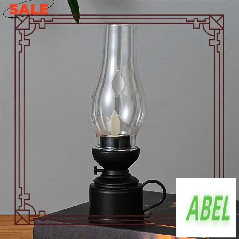 

KB-Vintage Candle Lamp Ornaments LED Night Light Table Lamp Desktop Decoration Wedding Outdoor Home Festival