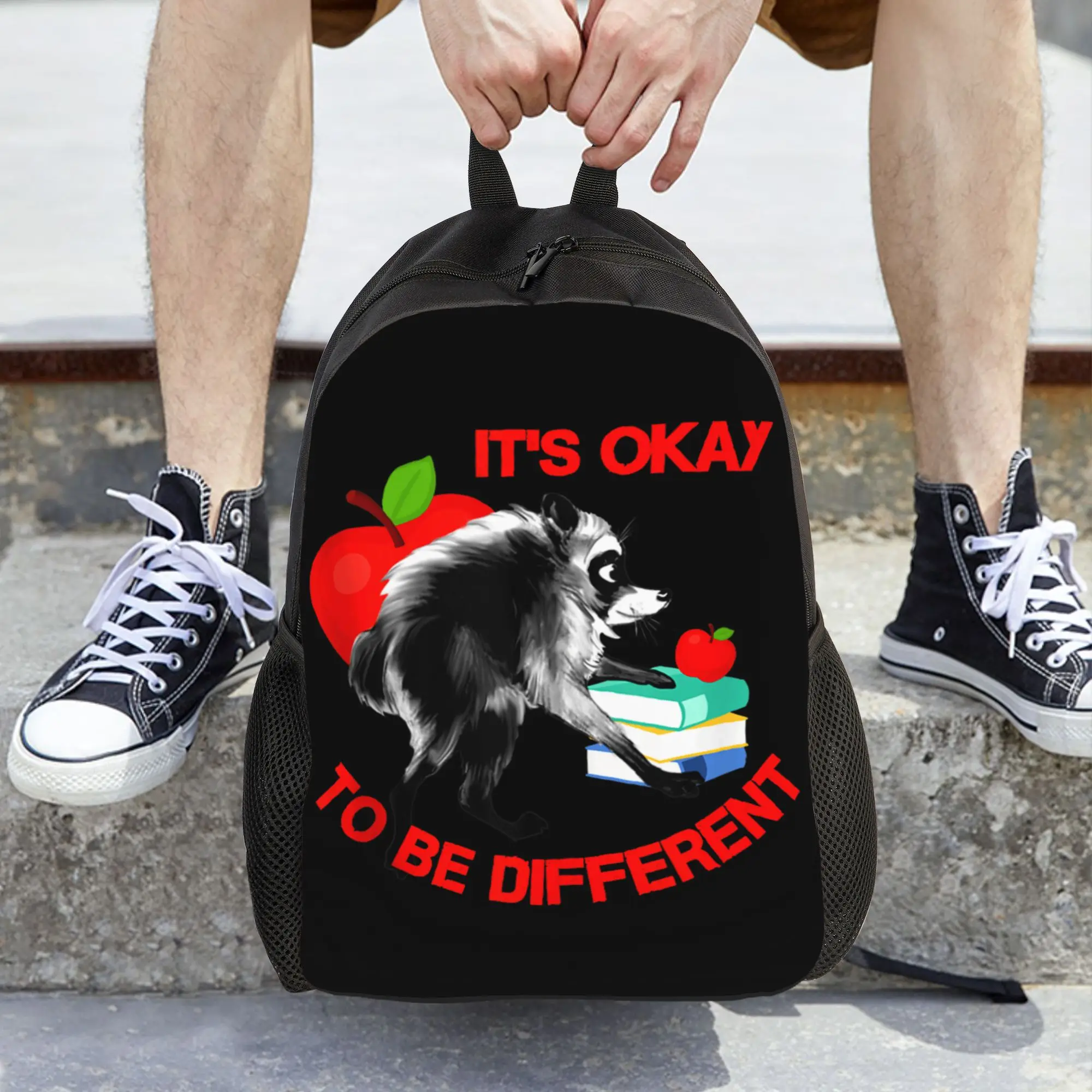 Jimothy Back to School Ok Be Different Trending Animal Backpack  Women Men Polyester Workout Backpacks Large Kawaii School Bags