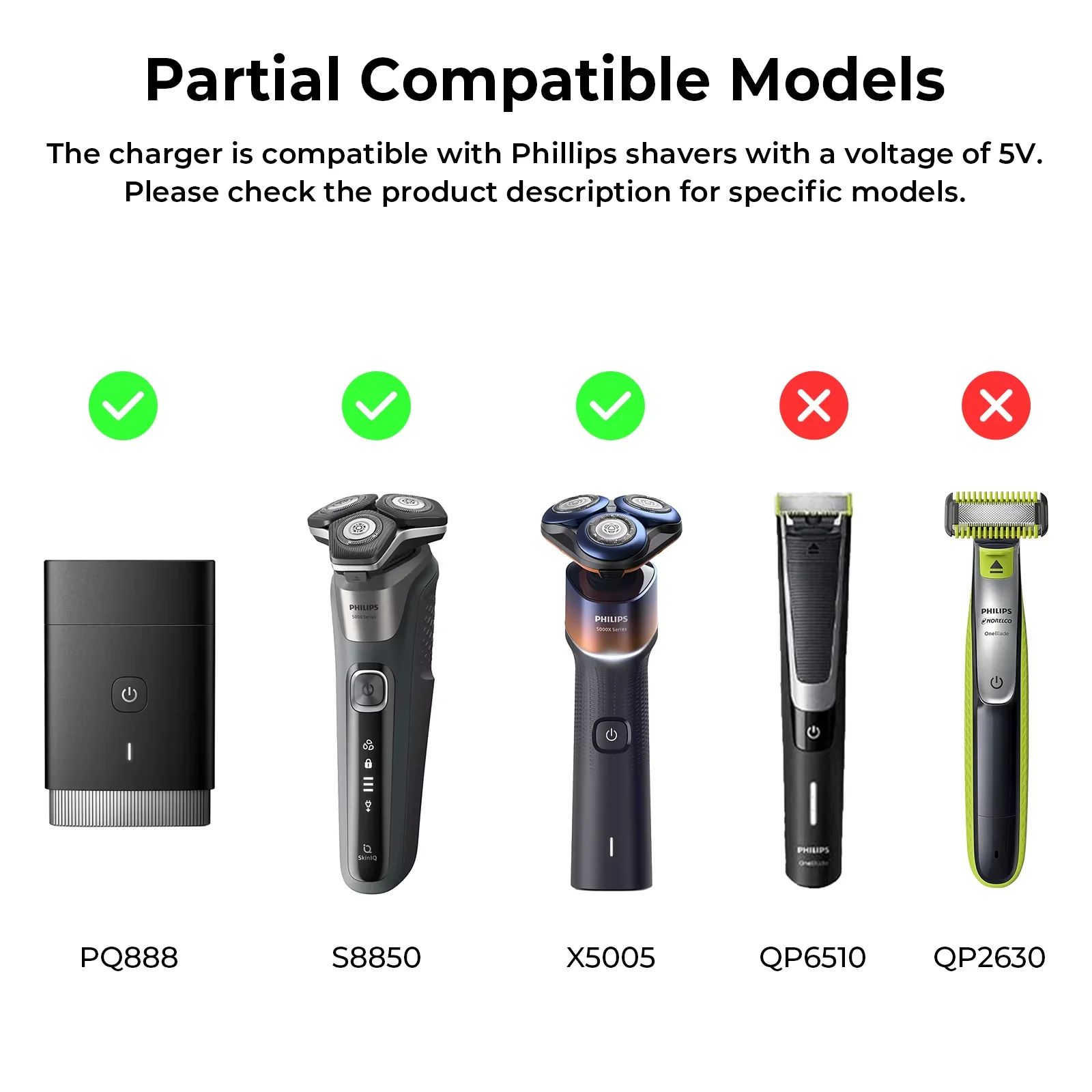 Shaver Charger 5V 1A USB Charger Cable For Philips Norelco One Blade QP2724 QP2834 MG5910 MG7910 MG9510 MG9520 PQ888 PQ889