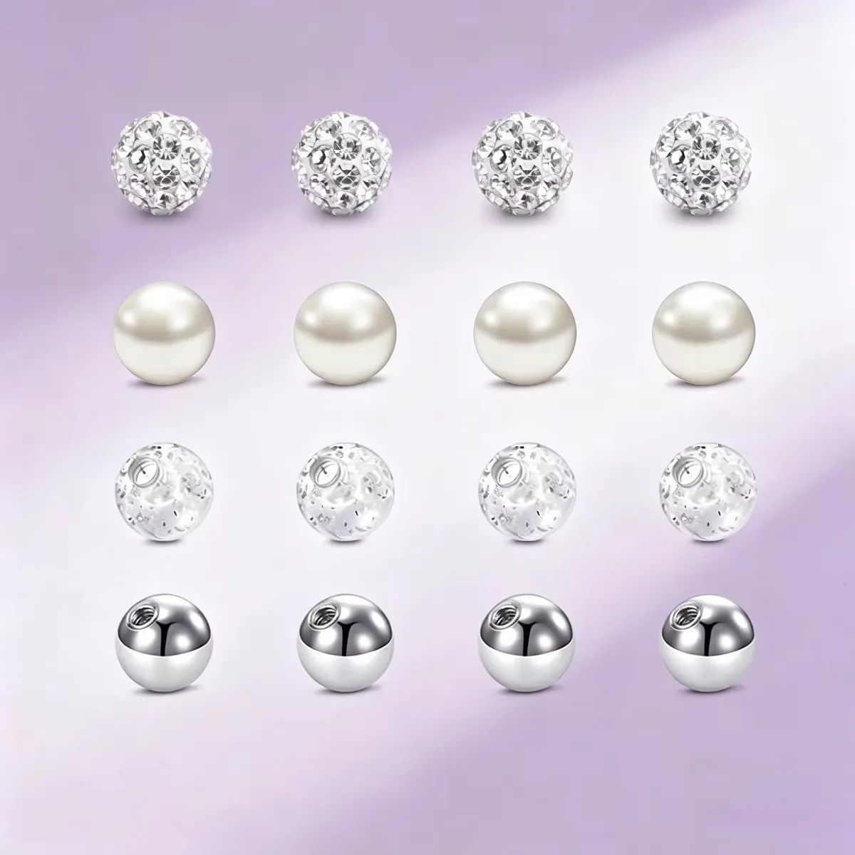 16pcs Mixed Colors Replacement Ball for Surgical Steel & Clear Acrylic Bar Industrial Piercing Tongue Eyebrow Navel Lip Ring