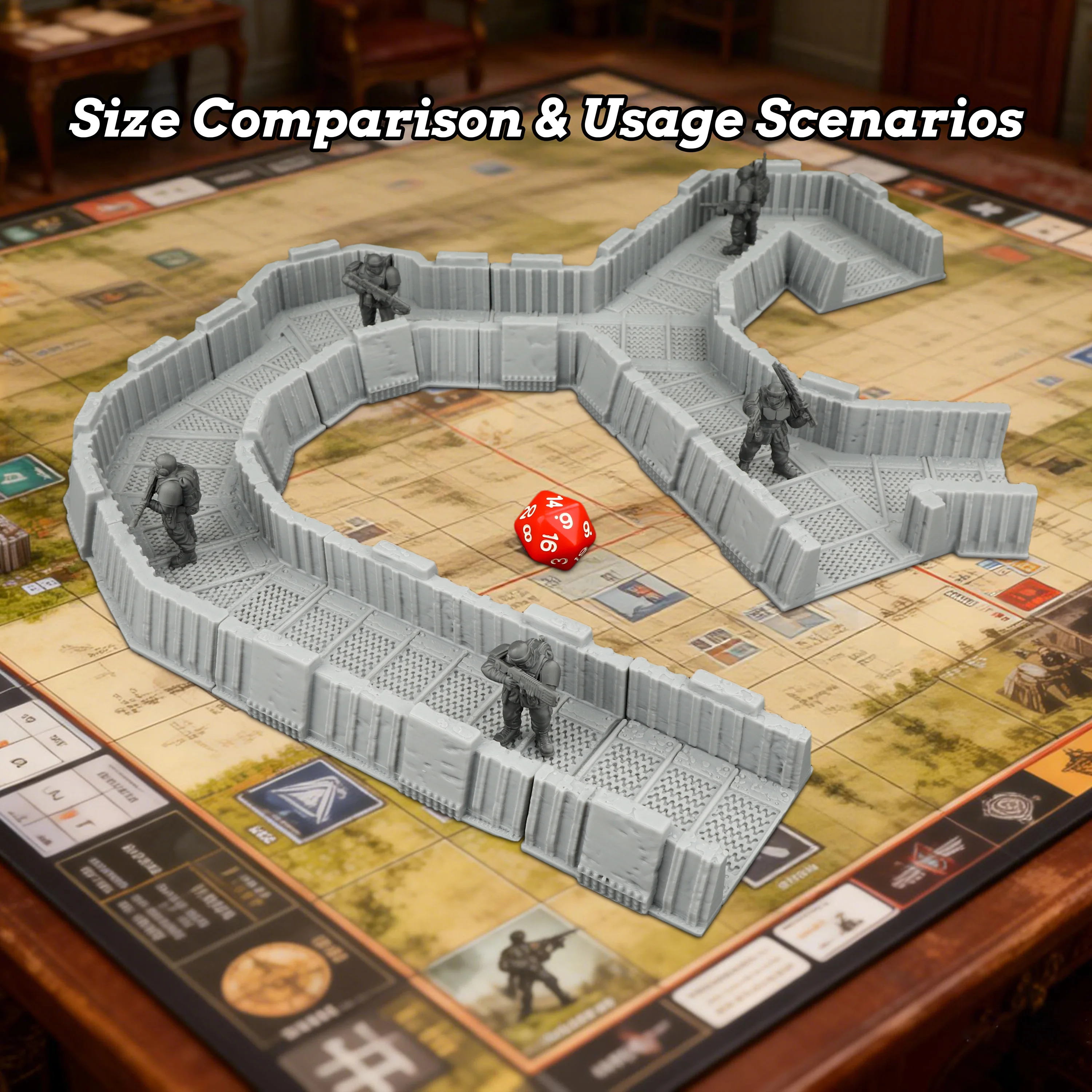 TRPG Modular Trenches Diorama Terrain Set, Tabletop Wasteland Fortress Defense Corridor Layout, Interlocking Tabletop RPG Scenes