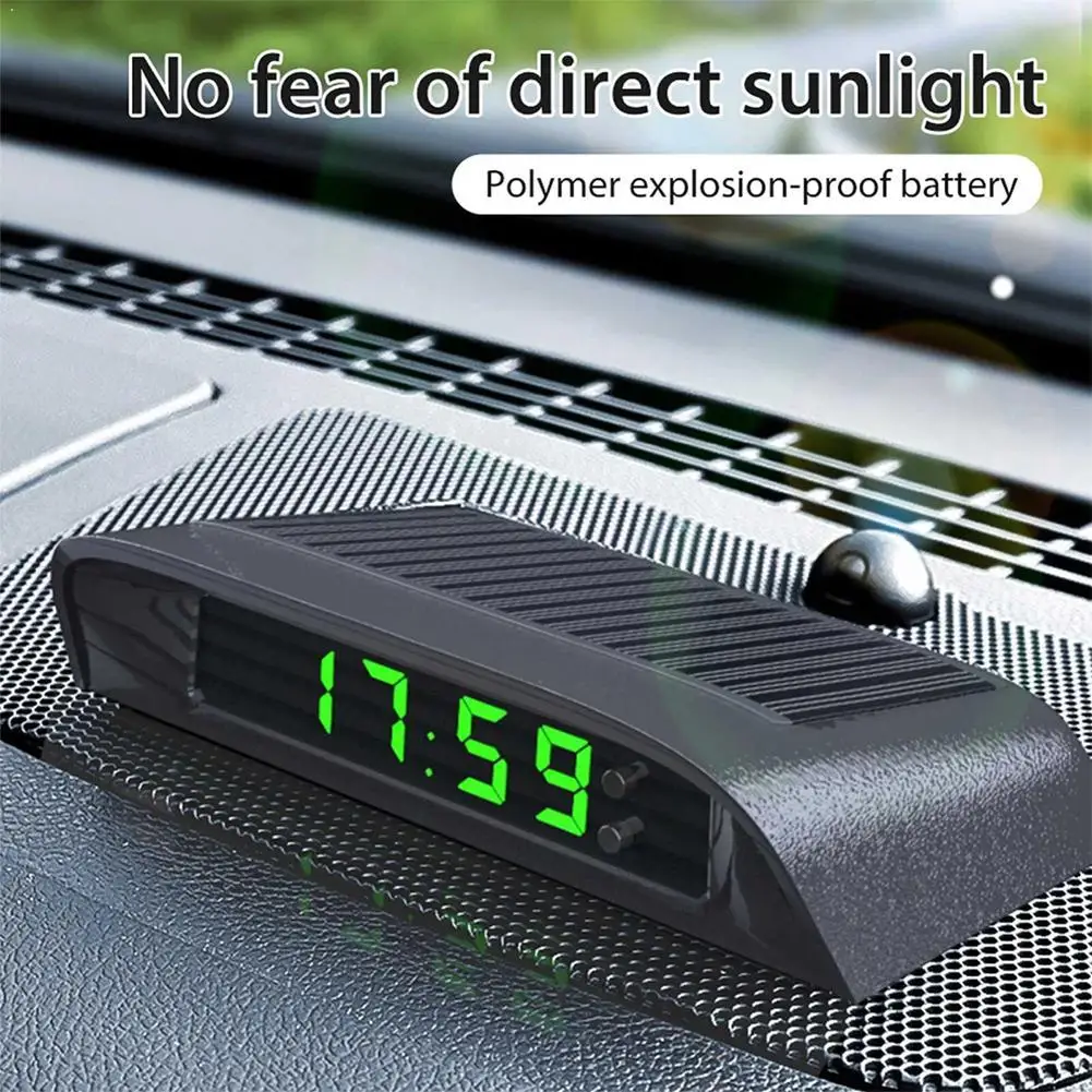 Reloj Digital para Auto con Energía Solar, Pantalla LED LCD con Fecha, Hora y Termómetro, Decoración para el Tablero del Auto